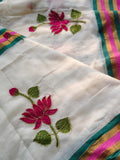 Lotus flowers design mul cotton sari for women -DIA001MCS