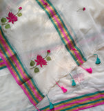 Lotus flowers design mul cotton sari for women -DIA001MCS