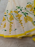 Vishu Special , Kanikonna Design Floral Printed Cotton Saree for women -DIA001CS