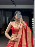 Regal Banarasi , Red Beautiful Lehenga for Women -SSS001RL