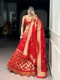 Regal Banarasi , Red Beautiful Lehenga for Women -SSS001RL