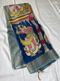 Sohana , Classic Traditional combination  Pen Kalamkari Banglore silk saree -SACHI001PKS