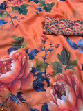 Madhuri Dixit , Inspired Floral Fantasy Orange Saree for women -MISS001MD