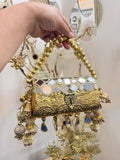 Hawana , elegant Golden Metal Celebrity Clutch with Mirror work -AKSH001CC