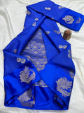 Blue Pearl , Premium Blue Shade Chekered Soft silk Saree for women -DIA001BS