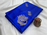 Blue Pearl , Premium Blue Shade Chekered Soft silk Saree for women -DIA001BS