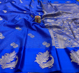 Blue Pearl , Premium Blue Shade Chekered Soft silk Saree for women -DIA001BS