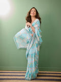 Bollywood Celebrity Yami Gowtam Inspired Pastel Blue Shade Saree -SATYA001YG
