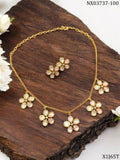 Kusum , Gold Finish Simple Polki Kundan Necklace Set for women -SIP001PK