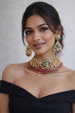 Avantika , Premium Antique Gold Finish Heavy Bridal Necklace Set for women -SANDY001HN