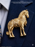 Golden Horse  , Antique Gold Finish Horse Design Brooch with Magnetic Back for Men -SHAKI001BMH