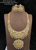 Lalitha , Antique Gold Finish Lakshmi Design Long Necklace Set with Diamond work for women -LUCK001LD