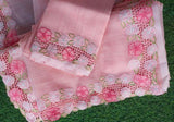 Peony , Dreamy peach in feather-light Noel Kota Saree  enhanced with graceful cutwork -DIA001CW