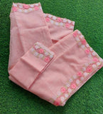 Peony , Dreamy peach in feather-light Noel Kota Saree  enhanced with graceful cutwork -DIA001CW