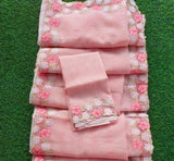 Peony , Dreamy peach in feather-light Noel Kota Saree  enhanced with graceful cutwork -DIA001CW