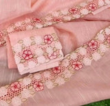 Peony , Dreamy peach in feather-light Noel Kota Saree  enhanced with graceful cutwork -DIA001CW