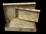 Designer  Beautiful Serving Tray Set of 3 with Meena Print and Gold Foil Work -LR001MPK