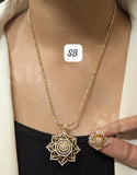 Golden Flowers , Beautiful flower shape Real  Gold Look Polish pendant  Set 24 inch chain-JAYDU001PC