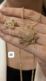 Golden Flowers , Beautiful flower shape Real  Gold Look Polish pendant  Set 24 inch chain-JAYDU001PC