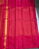Ayanthika , Tomato Red Shade Traditional Kanjivaram Silk Saree with Golden Gopurams and Mango Motifs and Golden chekered  Body -SARAVA001TR