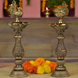 Pair of 2 , Brass Annam Panchdeep Samai /Peacock Lamp -HH001BL