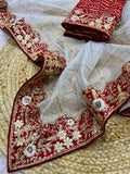 Holi special फागनिया soft kota doriya white saree with heavy bandej gotapatti coding &amp; sequins&nbsp; lace &amp; bandej blouse -SOC001HS