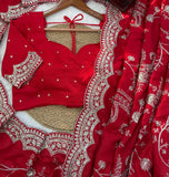 Red beautiful Vichitra Fabric Saree -SLC001RS