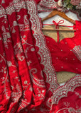 Red beautiful Vichitra Fabric Saree -SLC001RS
