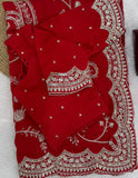 Red beautiful Vichitra Fabric Saree -SLC001RS