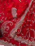 Red beautiful Vichitra Fabric Saree -SLC001RS