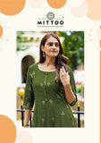 Green Beautiful Rayon Print Kurti  Palazo with Pocket-FOF001RKG