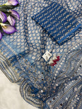 Kareena Kapoor Inspired Bollywood Replica Blue New georgette designer handwork party wear saree -SLC001BR