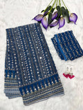 Kareena Kapoor Inspired Bollywood Replica Blue New georgette designer handwork party wear saree -SLC001BR