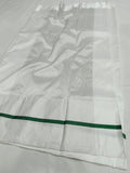Farvisha , White Chanderi Silk Saree with a Splash of Green -SHAB001WCS
