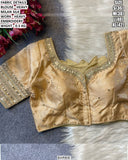Golden Lotus , Fully stitched Lotus Design Saree Blouse in Black shade -GARI001GS