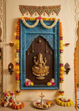 Brass Lord Ganesha Statue in a Wooden Frame for Wall Decor-HH001WDG