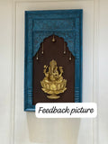Brass Lord Ganesha Statue in a Wooden Frame for Wall Decor-HH001WDG