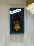 Brass Lord Ganesha Statue in a Wooden Frame for Wall Decor-HH001WDG