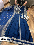 Prussian Blue Premium Chinnon Silk Gown Kurti with Banarsi Duppatta-DP001BGK