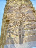 Swarnika , Golden Pure chanderi handloom saree for women-NAGMA001GCS