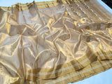 Swarnika , Golden Pure chanderi handloom saree for women-NAGMA001GCS