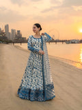 Heavy Faux Georgette  Pure Soft Organza Silk Gown Kurti With Heavy Embroidery Work With Sleeve With Tassels-FOFWB