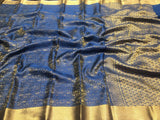 Samyukta , Deep Blue shade Pure Mysore silk saree with Golden Brocade work -SACHI001DB