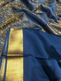 Samyukta , Deep Blue shade Pure Mysore silk saree with Golden Brocade work -SACHI001DB