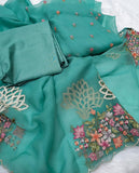 Crush georgette top with embroidery bootis and dupatta with delicate cutwork embroidery -DIA001SSBL