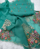 Crush georgette top with embroidery bootis and dupatta with delicate cutwork embroidery -DIA001SSBL