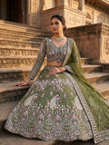 BD Launching Mehendi Green 4 meter flared Coding Sequins Work Lehenga-TANVI001ML