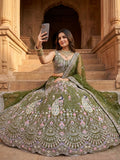 BD Launching Mehendi Green 4 meter flared Coding Sequins Work Lehenga-TANVI001ML