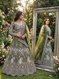 BD Launching Mehendi Green 4 meter flared Coding Sequins Work Lehenga-TANVI001ML