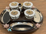 Jashn ,  Revolving oval Wooden Platter With Resin Lid with bowl and Cutlery Holder-AKSH001PC